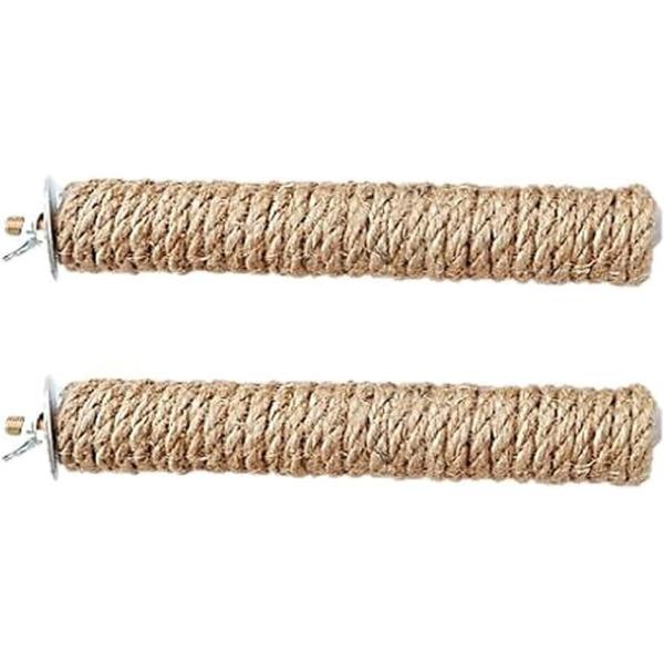 ・皮膚を傷つけない優しい ストレート 皮膚 保護 タイプ 止まり木 ＆ 爪とぎ くちばし研ぎ パーチ 。長さは使いやすい20cm 2点セット。インコ 文鳥 オウム 小鳥 に ベストサイズ。・「皮膚を傷つけない」麻で巻いて皮膚を傷つけず冬場の...