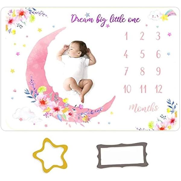 他サイト： 寝相アート 月齢フォト マット ベビー 撮影シーツ 薄手 ブランケット 赤ちゃん 成長記録 プレゼント MDM( ピンクフラワー２)の商品画像