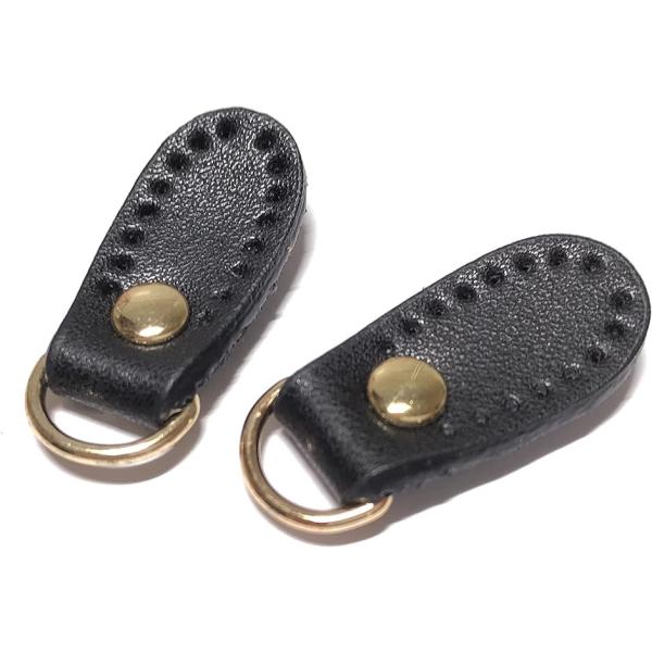 バッグの材料 ジョイントパーツ 本革 アタッチメント ゴールド Dカン付き 34x15mm ストラップ 持ち手( ブラック)