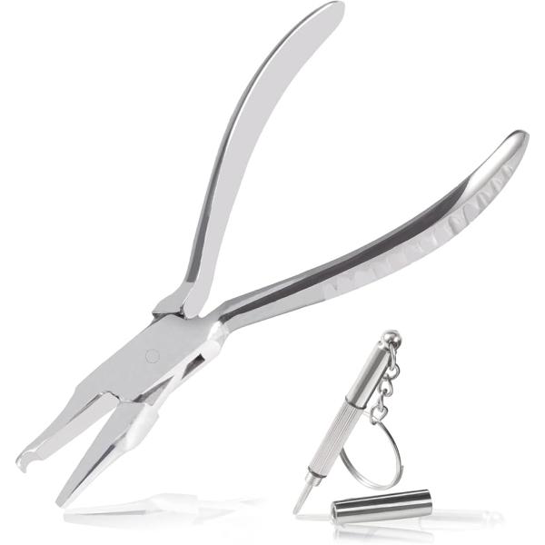 バリエーションコード : 2B46PU36QG・用途：メガネをかけた時に鼻パッド部分のズレを調整し、しっかりフィットさせる為に使います。使い方は、ヤットコのくぼみがある方をネジの部分にフィットさせて調節します。・付属品：ドライバー（プラス、...