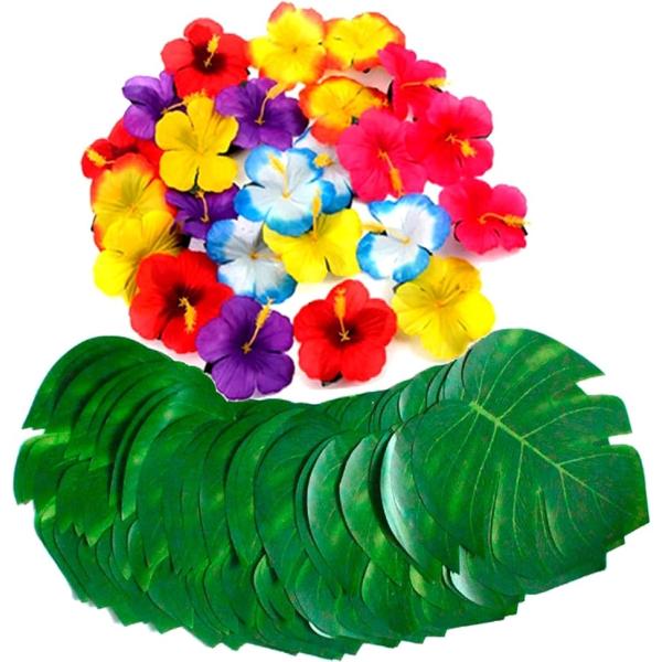 ・南国ハワイアンな演出のための人工モンステラリーフ30枚とハイビスカス造花24個のトロピカルセットです。・ホームパーティーやウエディングパーティー、バースデーパーティー、学芸会、演劇、舞台演出のインテリアの小道具としてお使いいただけます。・...