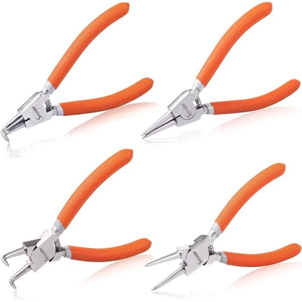 「精密スナップリングプライヤー セット 4本組」人間工学設計 滑りにくく、握りやすいPVCグリップです。バネ付きなので、 腕への負担が少なく、 連続使用しても疲れにくいです。・強靭性の高炭素鋼・メッキ加工で耐久性を確保・2層構造で 滑りにく...