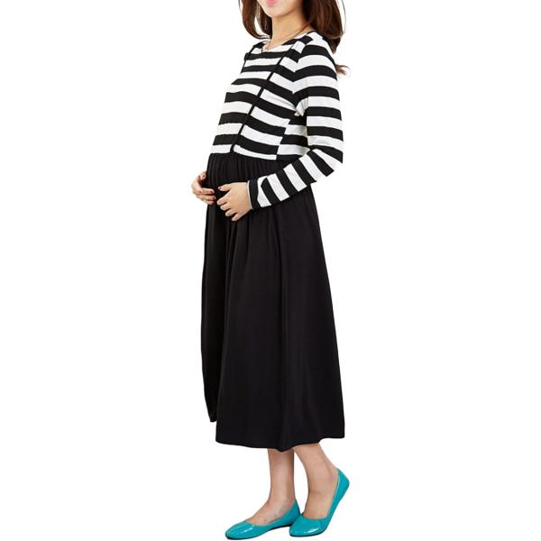 バリエーションコード : 2B4D4Y1CX6・素材構成: レーヨン80％・スパンデックス20％・「1枚で着れておしゃれなマタニティ＆授乳ワンピ」ストンとしたデザインとボーダー柄がかわいいマタニティワンピース。すっきりとした見た目で、産前か...