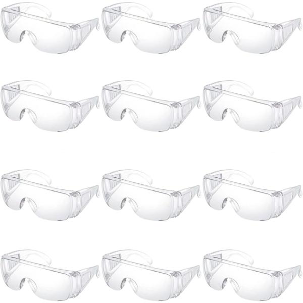 Sweet+ 保護 ゴーグル メガネ 作業用 透明 防護 防塵 眼鏡の上からでもかけられる 曇り止め 花粉 飛沫(保護メガネ 12個)