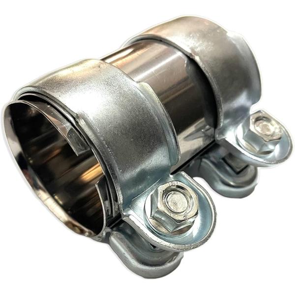 他サイト： マフラー バンド 汎用 エキゾースト 排気管 クランプ 連結 スリーブ パイプ コネクター ステンレス 製 ボルト 鉄 全長(45mm)の商品画像