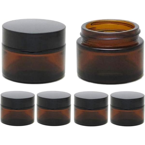 「容量」30g6個セット。旅行や出張・お出かけの際クリームの小分け用最適、コンパクトで携帯便利。「遮光タイプ」茶色の遮光タイプでご様々のニーズを満足できます。ハンドクリーム、アロマクリーム保存用のガラス遮光瓶セットです。「詰替え用容器」耐腐...