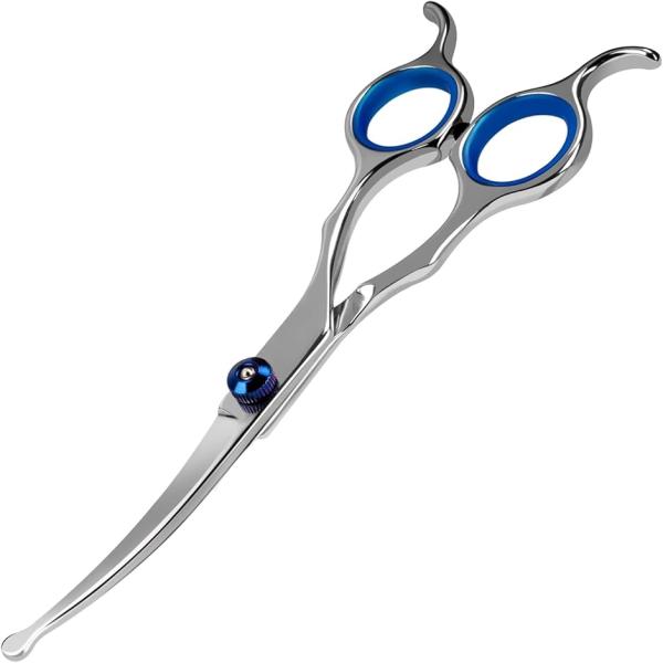 他サイト： 犬猫 トリミングシザー 曲がった刃 下向き＆上向き兼用 丸い先端 安全性高い ペット用はさみ 中・小型犬 6.69 インチの商品画像