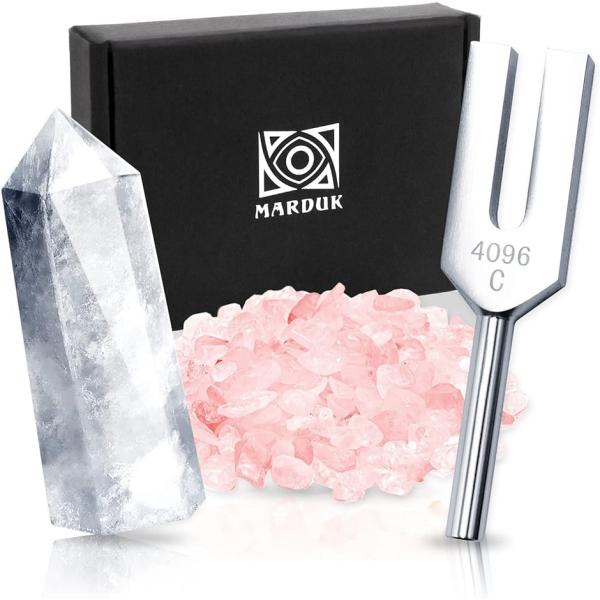 他サイト： 音叉 クリスタルチューナー 4096hz さざれ タロットカード オラクルカード 浄化セット( ローズクォーツ)の商品画像