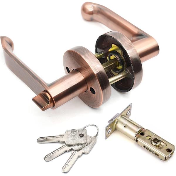 バリエーションコード : 2B4O6L6PI1［ET001-AC赤銅］ 45°ドアを開けレバーハンドル錠 アルミニウム合金の主体 適用扉厚:30-50mm ラッチは60mmあるいは70mmに調整可能 フェイスプレート直径：65mm; ハンド...