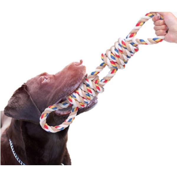 バリエーションコード : 2BJ9FCRFFT・「100％純粋な天然綿」長さ:約60cm 結び目:直径6cm 重さ:約350gです。大型犬用ロープ玩具は、天然綿で作られた大型犬専用で、毒性がなく、ワンちゃんにとって100％安全です。綿ロープ...