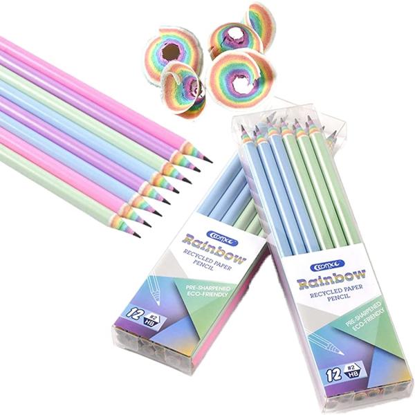 柔らかい Rainbow 虹鉛筆 Pencils レインボーえんぴつ 鉛筆 Wetarenda 疲れにくい Hb 書きやすい Hb芯