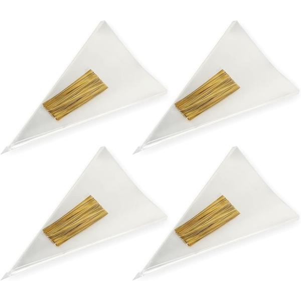 バリエーションコード : 2B4QDH1DCW・花束やブーケの包装などに使える三角型OPP袋 お得な400枚セット：三角形タイプのOPP袋(約37cmx約18cm) 400枚セットになります。先端をカットすれば、造花、切り花などの花束やブー...