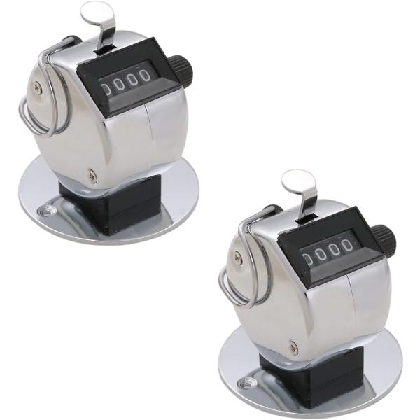 バリエーションコード : 2B4UHSD4HV・商品内容：置き型カウンター 銀色スタンド式2個セット・1個あたりサイズ：台の底幅5.6cm 高さ5cm 重さ85g・固定用のビス穴が2カ所ついた置き型タイプの計数カウンター。手持ち用フックもつ...