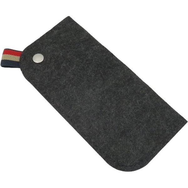 フェルト メガネケース サングラスケース ソフトケース オープンタイプ スリム 軽量 携帯用 シンプル(ブラック)