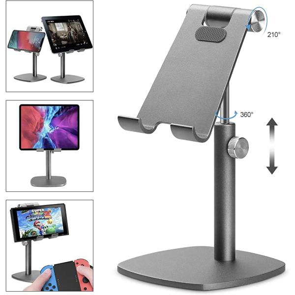 タブレット スタンド 卓上 スマホホルダー 12.9インチ程対応・ユニバーサルマルチアングル＆高さ調整 iPad For( グレー)