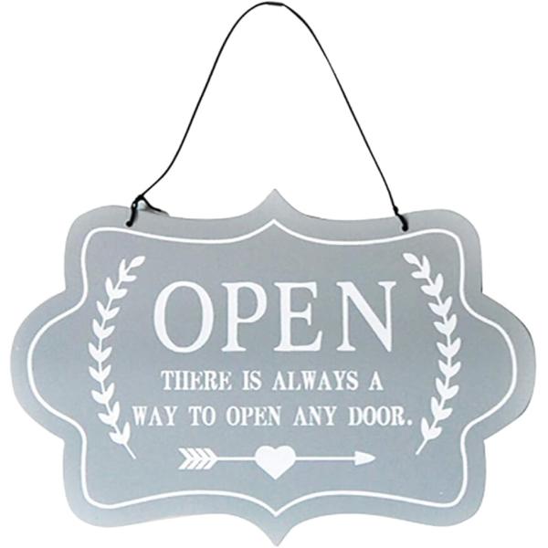 OPEN CLOSED 欧風 看板 木製 開店 閉店 ウッド インテリア 店舗 営業中 サイン プレート(欧風グレー)