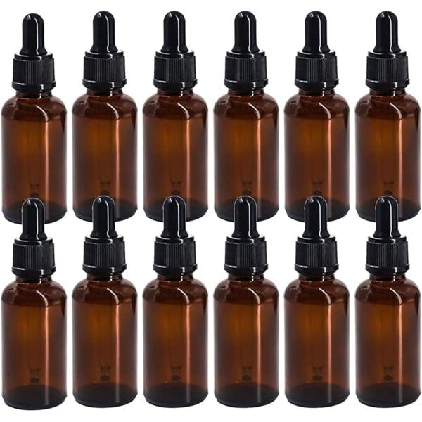 バリエーションコード : 2B69S2T9IL「スポイト付き遮光瓶」フタの部分がスポイト（ドロッパー）タイプになっている遮光瓶12本セットです。1滴ずつ量を調整しながらお使い頂けますので、アロマオイル・精油のブレンドやコスメ等の計量にも便利...