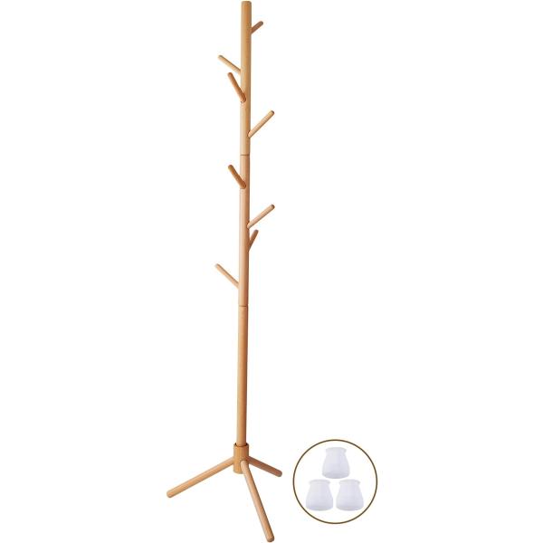 ・「天然木の質感」 天然の木を加工して出来たポールハンガーですので、表面は手触り良く滑らかな仕上がりで、丈夫である。環境に優しい塗装、ホルムアルデヒドなし。樹木の外観は自然の美しさを持っています。・「組立て簡単」工具は一切要らず、ポールと台...