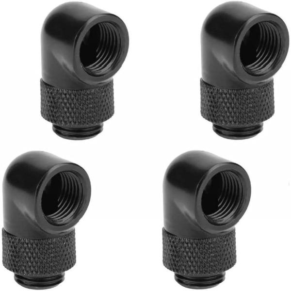 ・「商品」コンピューター 水冷圧縮継手 チューブ用チューブコネクタ・「機能」 90°回転 ジョイント エルボ 水冷フィッティング・「仕様」材質：黄銅 カラー：ブラック サイズ：約2.8cm（ネジ長さなし） 外歯ゲージ：G1 / 4 （国際一...