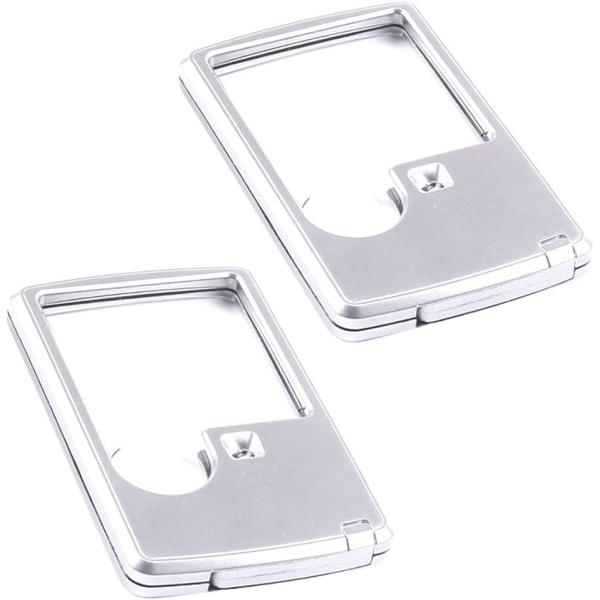 AZDORADO ルーペ 携帯 ポケットルーペ 2個セット薄型 カードサイズ LEDライト付き 拡大鏡 虫眼鏡(2コセット)
