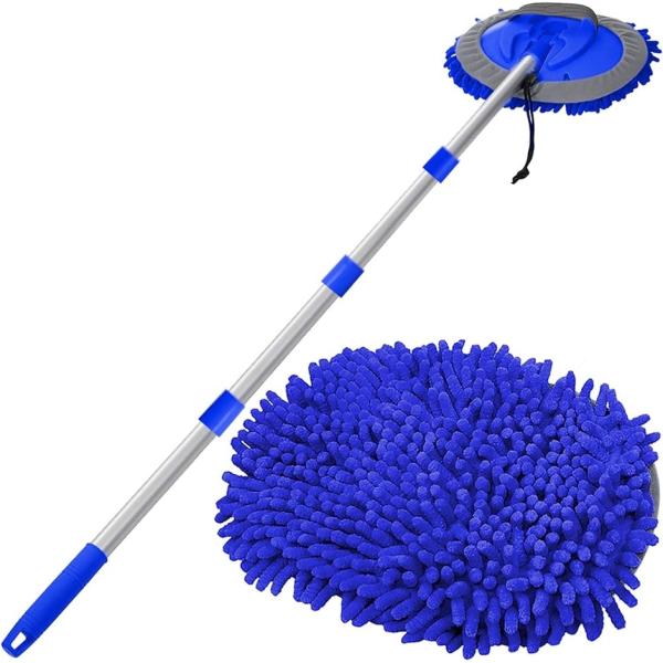 他サイト： 63インチ 洗車モップブラシツールミット 長い持ち手付き( Blue)の商品画像