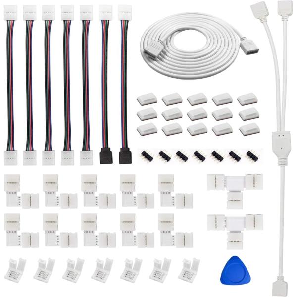 LEDストリップライトコネクタ 4ピン 10mm幅SMD 5050 RGB テープライトコネクタledテープ 延長用ケーブル(ホワイト)