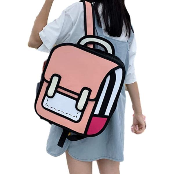 まるでイラスト リュック リュックサック レディース Aesthetic 3d イラスト風 ピンク 2次元 2dリュック 今季も再入荷 Backpack