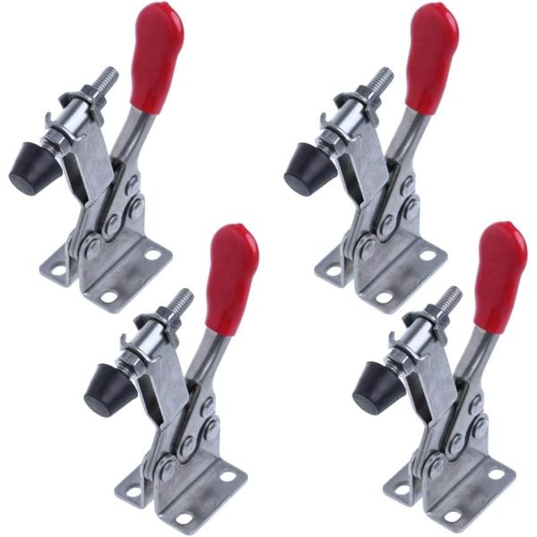 トグルクランプ 下方押え型トグルクランプ 木材 金属 固定 保持 補助 工具 DIY 4個セット (シルバー)