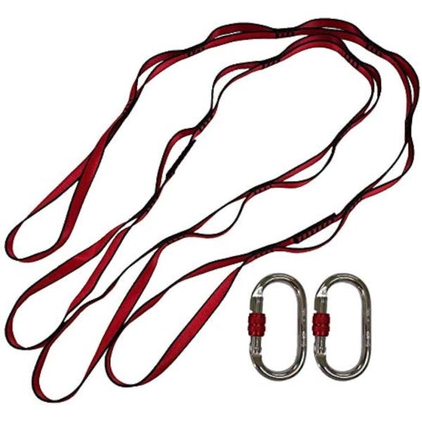 バリエーションコード : 2B82V36Q29GiGant (ギグアント) エアリアルヨガハンモック専用の 吊り下げ用のストラップベルトです。デイジーチェーンストラップベルト＋カラビナ2Pとのセットです。天井高さに応じて ハンモック高さの調...