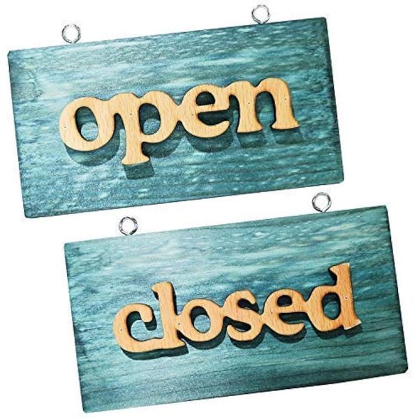 オープン クローズ 看板 ドアプレート 木製 Open Close グリーン かんばん 低価格 サイン 2枚セット レトロ 2枚
