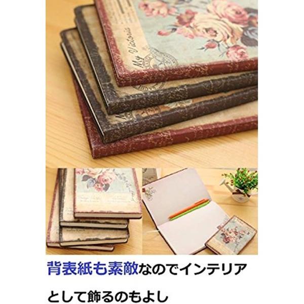 アンティーク 日記帳 フラワー 新作 人気 ノート イラスト しおり付き 選べる デザイン 花柄 ピンクローズ 布表紙