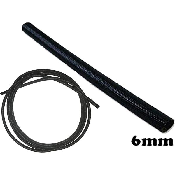 耐熱 耐火 シリコンファイバー グラス 配線カバー ハーネスカバー 結束カバー 6mm径 3m売り (ブラック 黒,  6mm)