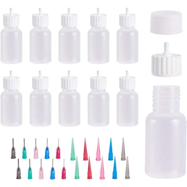 10個セット30ml ドロッパーボトル グルーボトル 液体容器 プラスチック( 10個ボトル＆20個チップ＆20蓋,  30ml)