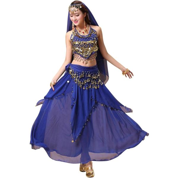 ベリーダンス 衣装 4点 インドダンス アラブ 女王 アラジン コスプレ 民族衣装 イベント E713 ダーク
