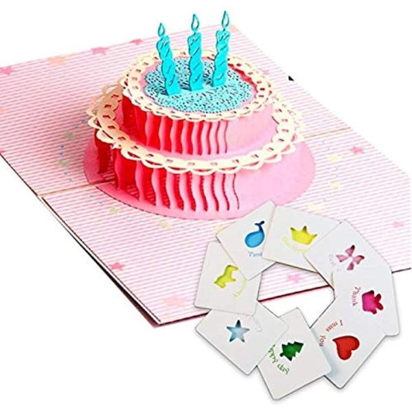 誕生日 Birthday メッセージカード 立体 サプライズ 飛び出す グリーティングカード バースデーケーキ立体カード セットアップ