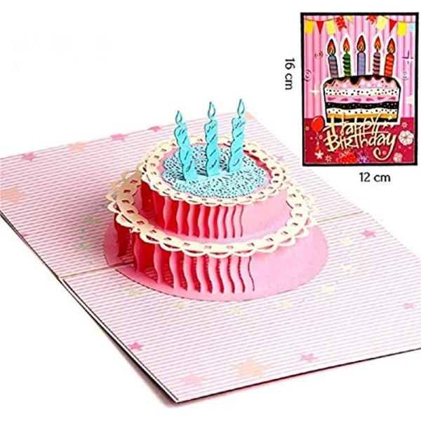 誕生日 Birthday メッセージカード 立体 サプライズ 飛び出す グリーティングカード バースデーケーキ立体カード セットアップ