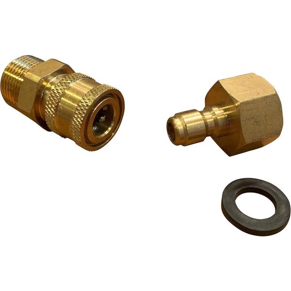 バリエーションコード : 2B626PC6WR1/4’’サイズの高圧洗浄機用ワンタッチカプラーのオスメスセット（M22対応）です。煩わしかった高圧ホースの本体への取付けや延長ホースの脱着が、手間なしワンタッチ。ケルヒャー、東芝等、軸芯径14...
