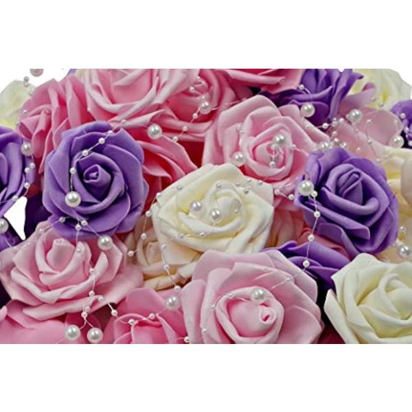 バリエーションコード : 2B8WFPIOVK・ブライダルやパーティ、イベントでのデコレーションにぜひ使いたい、バラの造花のセットです。華やかさをさらに際立たせてくれる、パールシャワーも一緒にお届け致します。・軽くて加工しやすいポリエチレン...