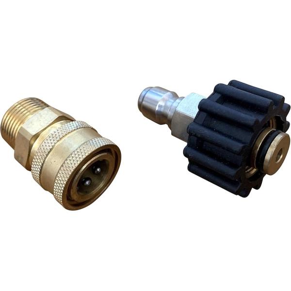 ・高圧洗浄機と高圧ホースやパイプ洗浄ホースの付け外しをワンタッチで行えるカプラーセットです。・高圧洗浄機本体のホース接続口がねじタイプ（M22ねじ）の洗浄機でご使用頂けます。（リョービ対応品）・高圧洗浄機側にオスのプラグ、ホース側にメスカプ...