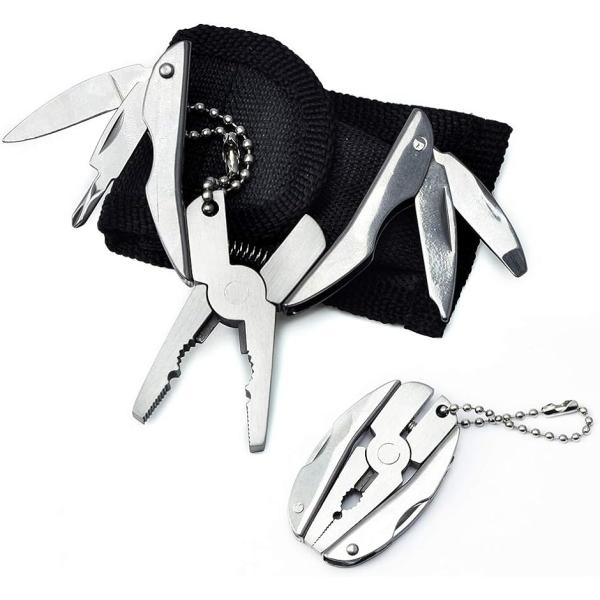 ・「特徴」切る、つかむ、締めるなど6の機能があります。専用ポーチ付属で持ち運びにも便利です。・「用途」プライヤー・ワイヤーカッター・ヤスリ・ナイフ・プラスドライバー・マイナスドライバー6機能がすべて１本で。・「材質」ステンレス鋼で、軽くて錆...