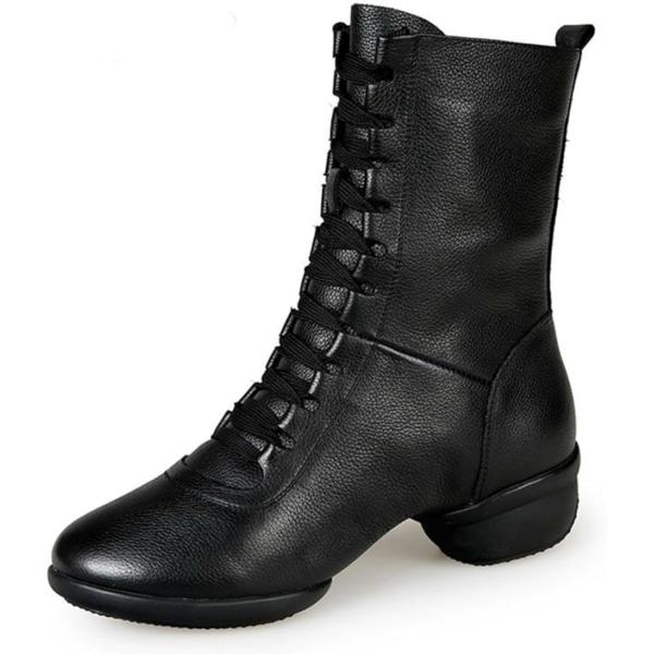 ダンスシューズ ブーツ 編み上げ ジャズダンス ヒップホップ 23.5cm(ブラック,  23.5 cm)
