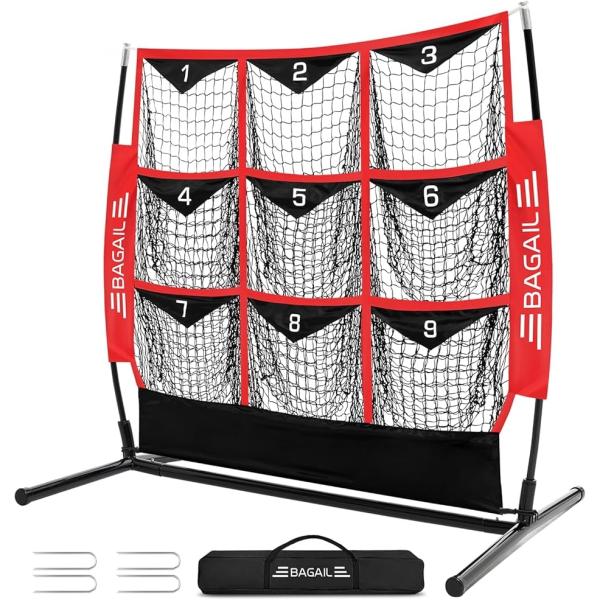 バリエーションコード : 2B904DQJ5K「9ポケットネットで精密な練習」9つの番号付きボール収集ポケットを備えたこの野球・ソフトボール用ピッチングネットは、視覚的なフィードバックでターゲット練習を実現。各投球やヒットの位置を追跡し、練...