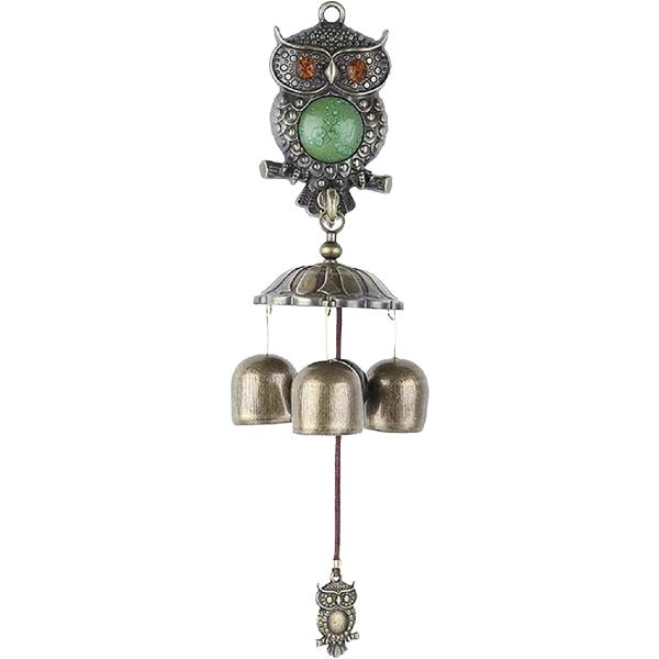 バリエーションコード : 2BJPPVVFYTフクロウのドアベルは、アンティーク、レトロ、エスニック、アジアン、ヴィンテージ風のデザインがオシャレ。人気のラッキーシンボルのフクロウに緑の石がついたドアベル。扉、入り口のドアベル、ウィンドチャ...