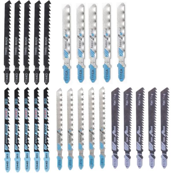 ボッシュタイプのジグソー替え刃5種類、25本セットです。木工、金属加工、粗大ごみの切断、仕上げなどの作業に対応できます。5種類が揃っているので、木材、プラスチック、石膏ボード、軟金属などの切断に対応できます。細かなカーブや直線も正確に切断で...