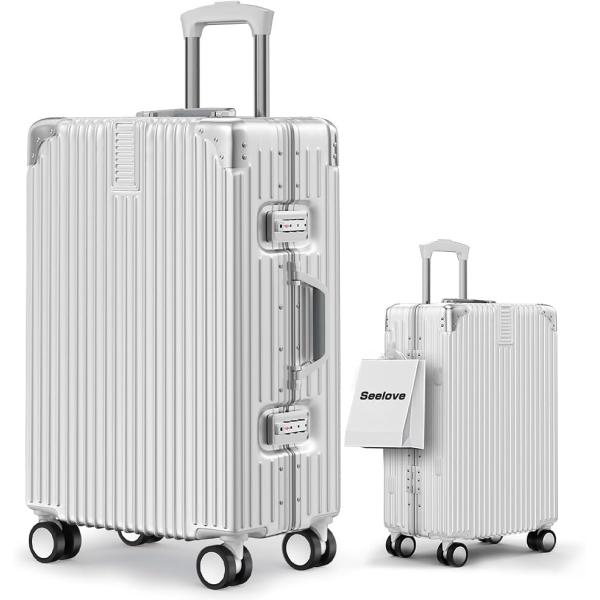 スーツケース キャリーケース 機内持ち込み 耐衝撃 MDM (c.ホワイト,  Lサイズ（7〜10泊 長期旅行/78L）(70x45x27cm))