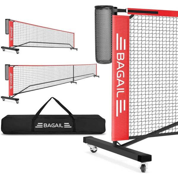 バリエーションコード : 2B9DHYSX5U「6.7Mまたは3.35Mのピックルボールネット」 - BAGAILの最新のポータブルピックルボールネットには、フルサイズ（高さ0.9Ｍ x 幅6.7Ｍ）のUSAPA規格ネットと幅3.35Ｍのハ...