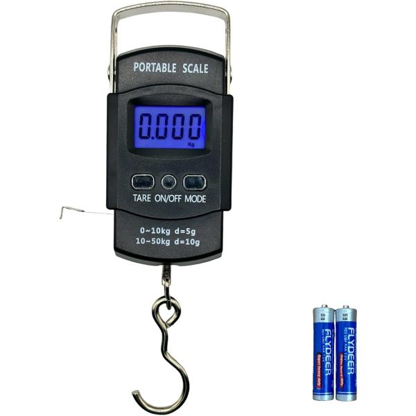 最大計量重量50kg:このデジタルスケールは最大50kgまで測定可能です。風袋引き機能付き:風袋引き機能があり、釣り用としても使用できます。最大測定長さ1m:長さも最大1mまで測定できるメジャー機能が付いています。青色バックライト液晶:液晶...