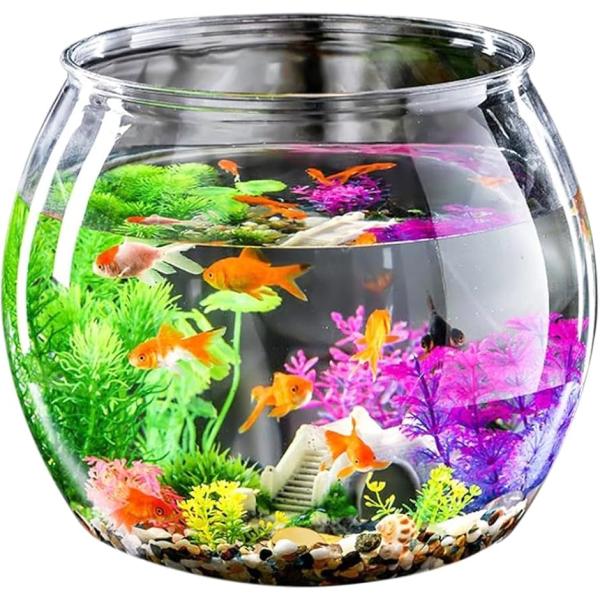 金魚鉢 アクリル水槽 透明 メダカ 苔 アクアリウム 水草 飼育水槽 睡蓮鉢 ビオトープ 容器 (透明,  縦13.5cmx横16.5)