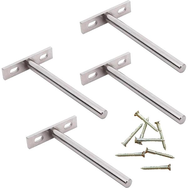 棚の取り付けブラケットが見えない、隠れ棚アングル４点セットです。差し込み式のタイプなので、木製の棚板を金具に差し込みとアングル金具は見えなくなります。取り付けた棚などが壁に引っ付いて浮いているかのような視覚的な効果を生み出します。浮いている...
