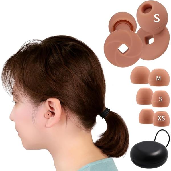 バリエーションコード : 2BJLV5TOJD肌に馴染む目立ちにくい色の耳栓です。「大人の女性に特化した睡眠用耳栓」大人かわいいデザインにこだわりました。上質なシリコンを使用、横向きに寝ても耳が痛くなりにくい素材です。交換用イヤーチップは女...